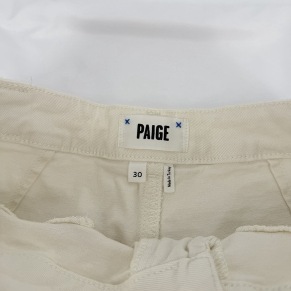 PAIGE Sz 30 Harper High Waisted Wide Leg Ankle Jeans Tonal Ecru Distressed‎ - Picture 7 of 11